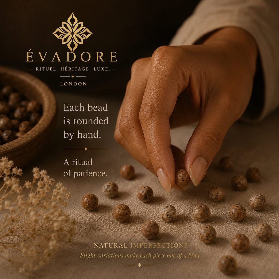 Each bead is rounded by